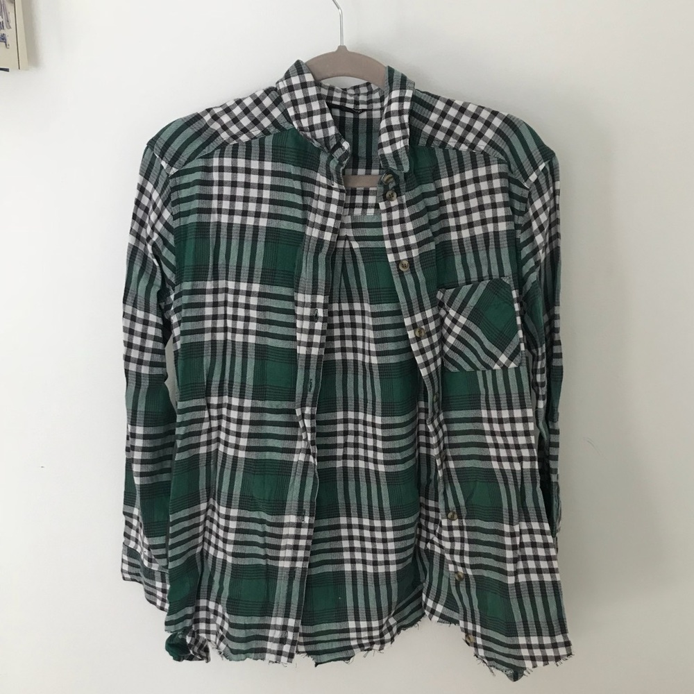 Topshop Green Flannel, frayed Size US 2
